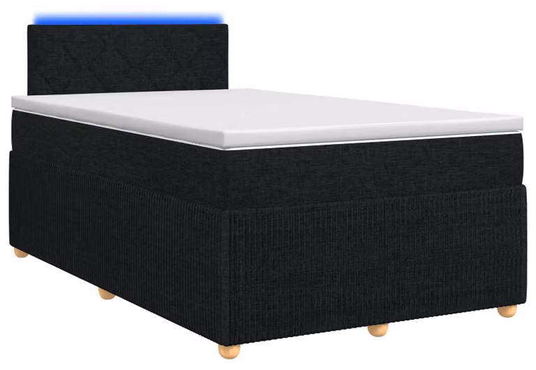 Letto a molle con materasso nero 120 x 190 cm in tessuto