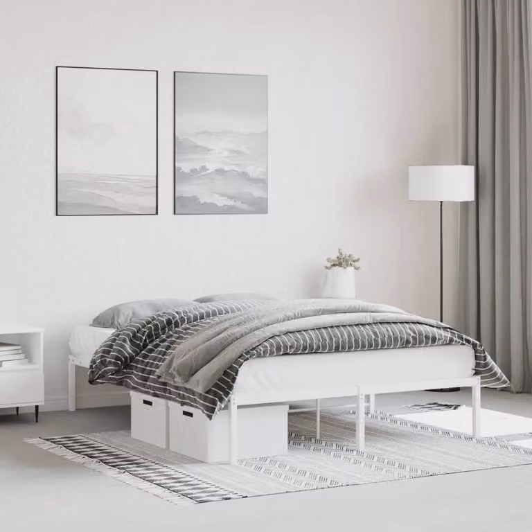 vidaXL Giroletto in Metallo Bianco L: 140 cm, P: 200 cm
