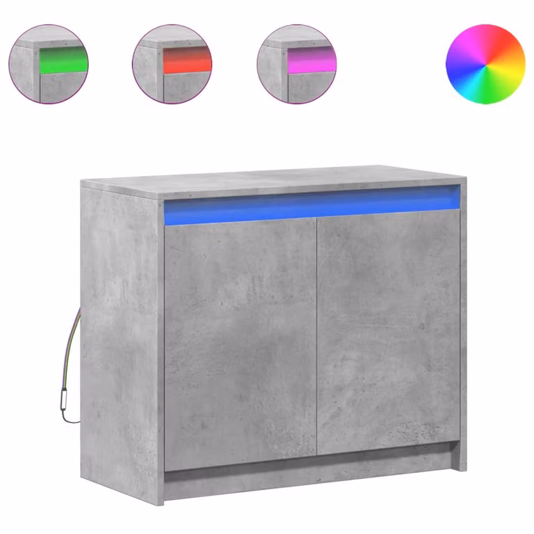 Credenza con LED Grigio Cemento 72x34x61 cm Legno Multistrato