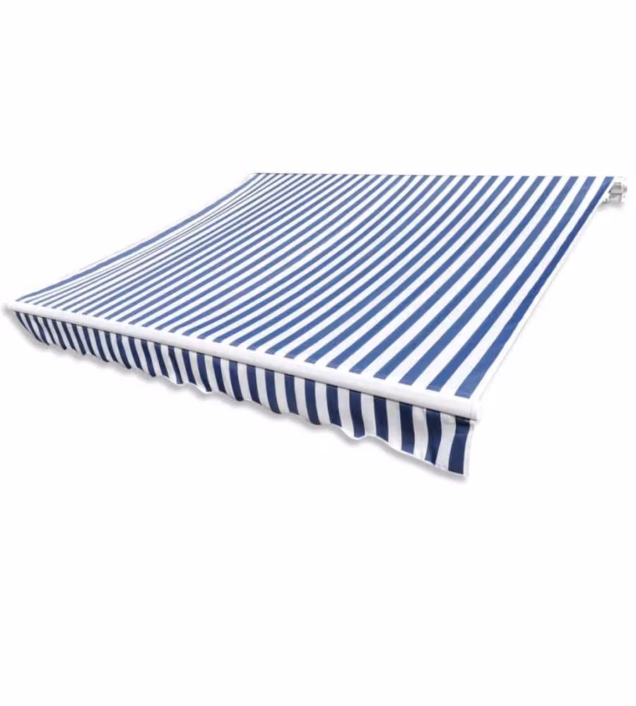 Tenda Parasole in Tela Blu e Bianco 4 x 3m (Telaio non Incluso)