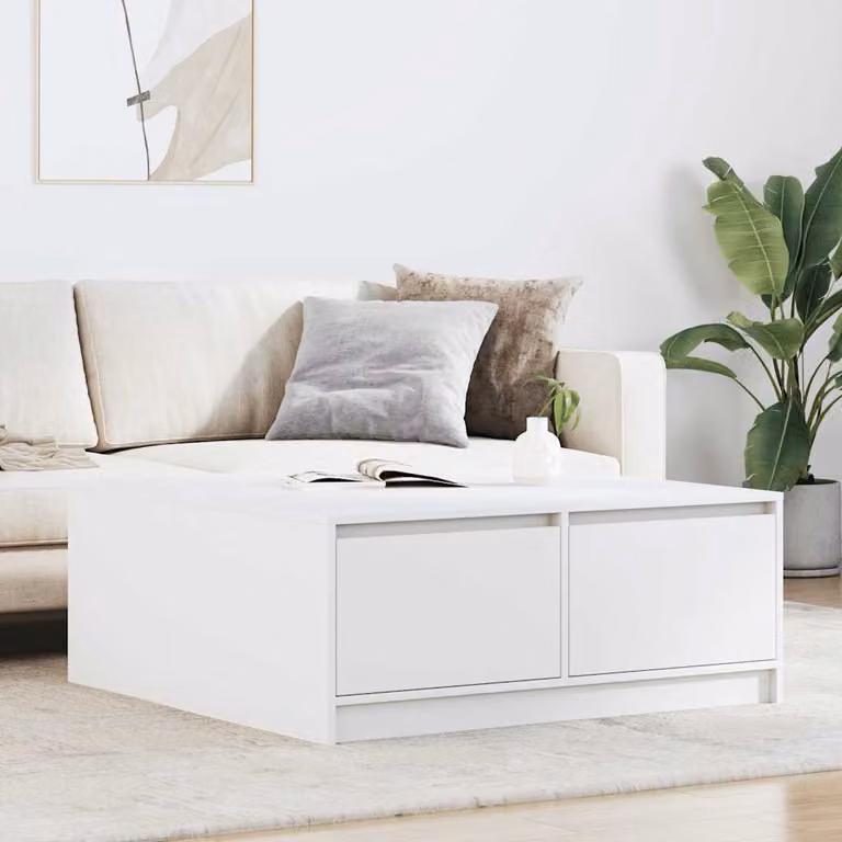 vidaXL Tavolino da Salotto Moderno Bianco L: 100 cm, P: 100 cm, H: 40 cm