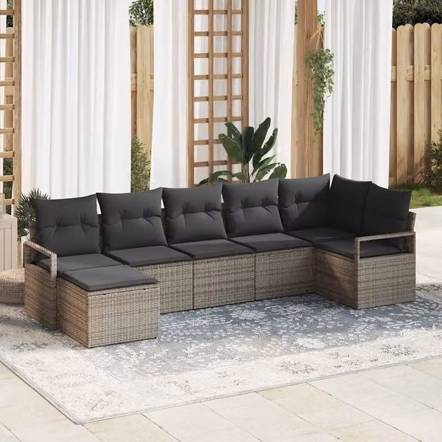 Set di divani 7 pz Grigio polyrattan 3346469