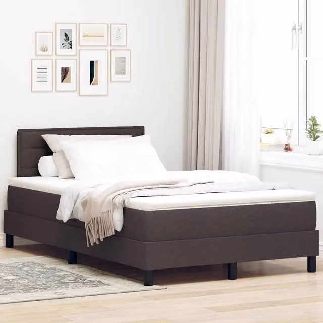 Letto a molle con testiera Marrone Scuro 120 x 190 cm Tessuto 3338597