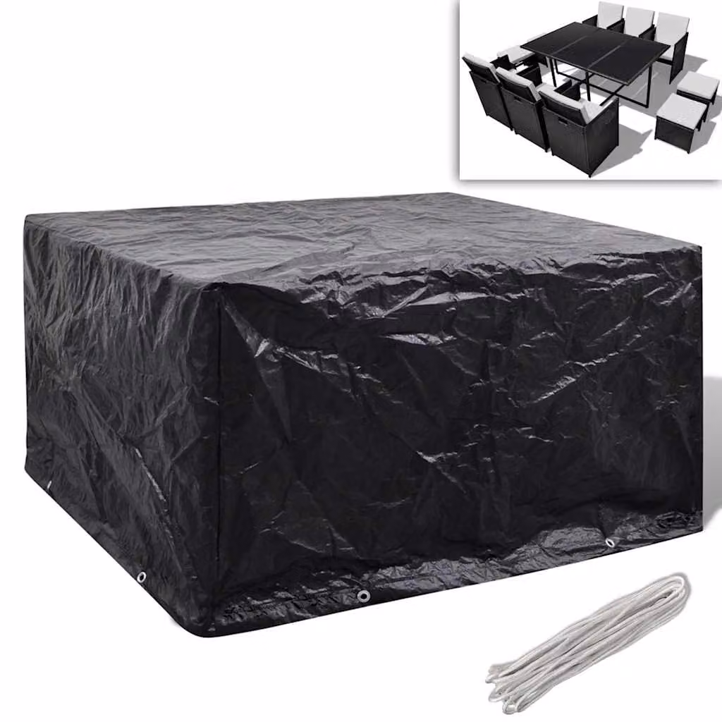 Copertura per mobili da giardino vidaXL nera con 8 occhielli L/P/H: 172 x 113 x 73 cm