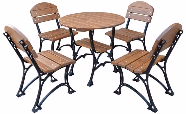 Casa Padrino Set di mobili da giardino in stile liberty marrone/nero - 1 tavolo da giardino e 4 sedie da giardino - Mobili da giardino per la ristorazione