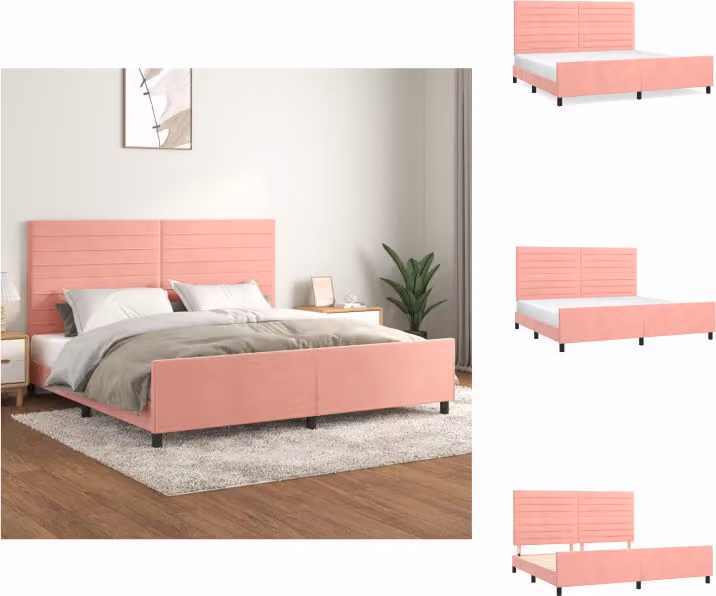 vidaXL Letto con testiera in velluto rosa 200x200 cm - Letti & Reti