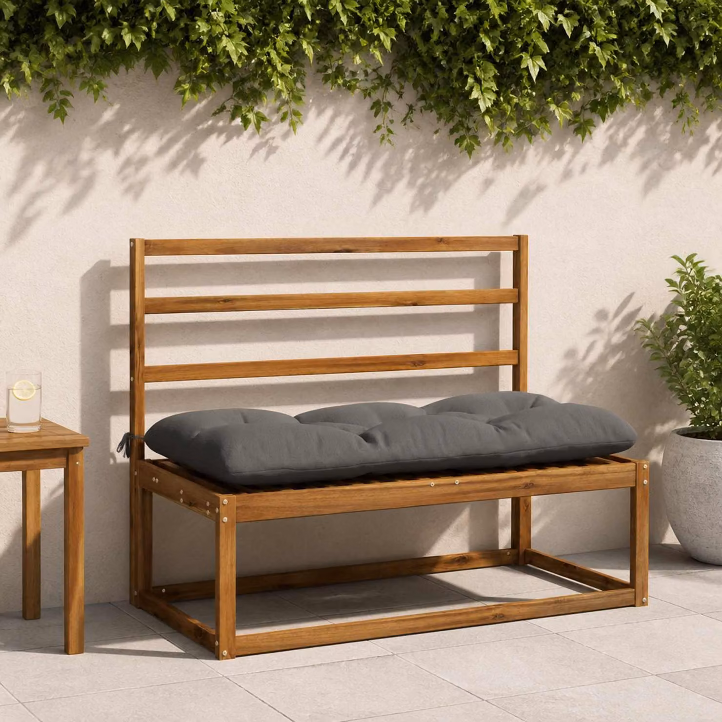 Set di 2 cuscini per panchina vidaXL VIANEN in poliestere grigio con imbottitura in schiuma e coperture lavabili