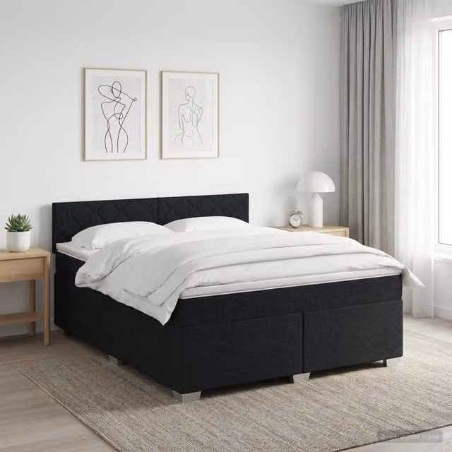Letto box spring con materasso ibrido vidaXL in tessuto nero L/P: 160 x 200 cm