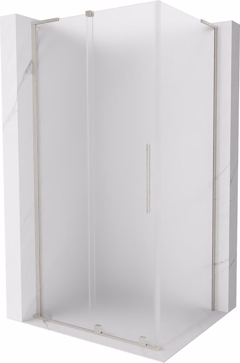Mexen Velar L cabina doccia scorrevole 100 x 90 cm, brina, nichel spazzolato - 871-100-090-33-97
