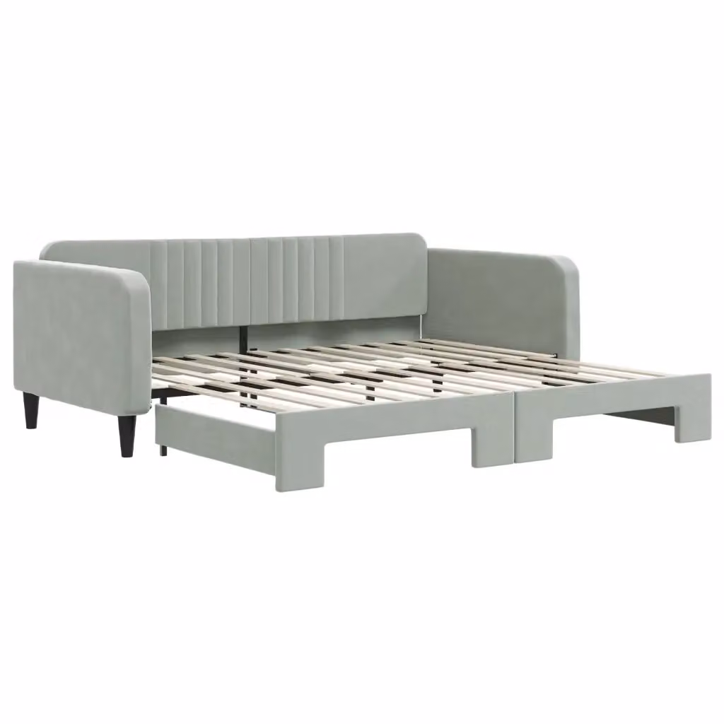 Divano Letto con Letto Estraibile vidaXL in Velluto Grigio con Funzione Notte L: 223 cm, P: 110 cm, H: 75 cm e Letto 100 x 200 cm – 2
