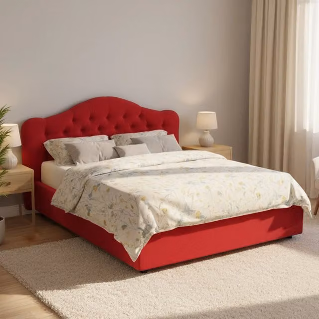 Letto Matrimoniale Alfer DMORA con Contenitore a Alzata, Rosso e Nero, L 160 cm x P 200 cm – 1