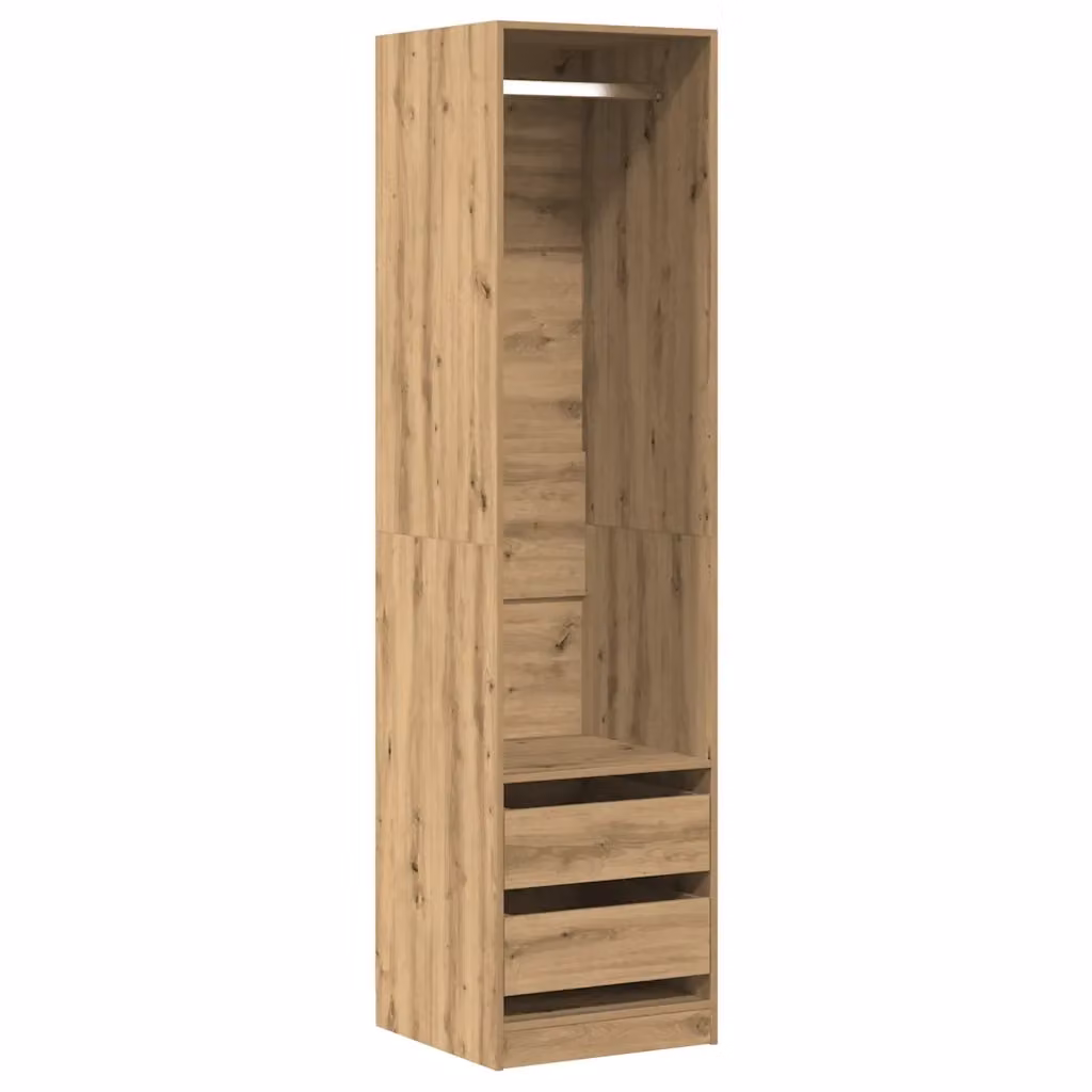 Armadio in legno rovere marrone vidaXL con cassetti integrati e appendiabiti L/P/H: 50 x 50 x 200 cm – 2