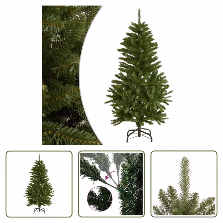 The Living Store Albero di Natale artificiale pieghevole con supporto Verde 150 cm