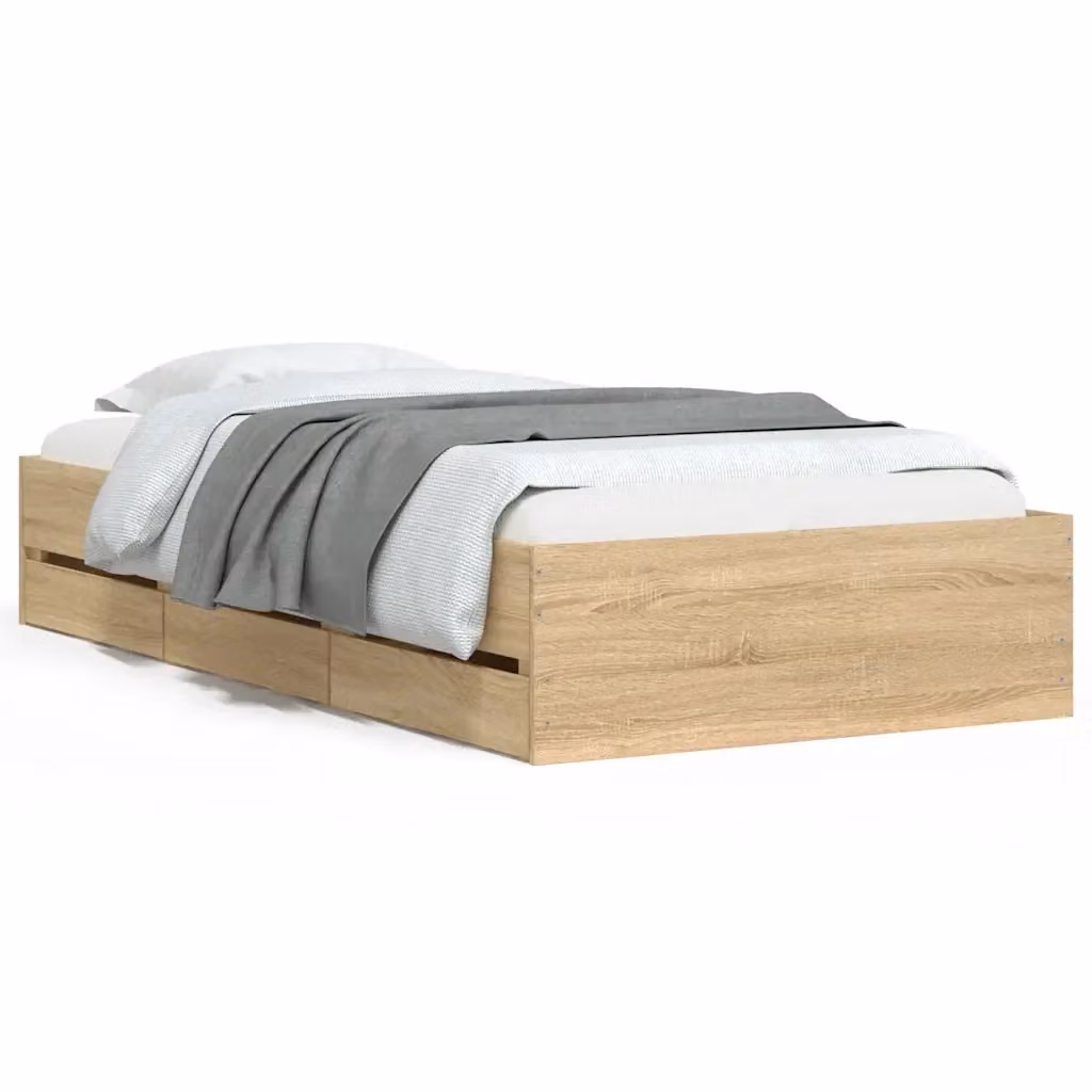 vidaXL Giroletto con Cassetti in Rovere Sonoma e Legno Multistrato, L/P/H: 90 x 200 x 33 cm – 2