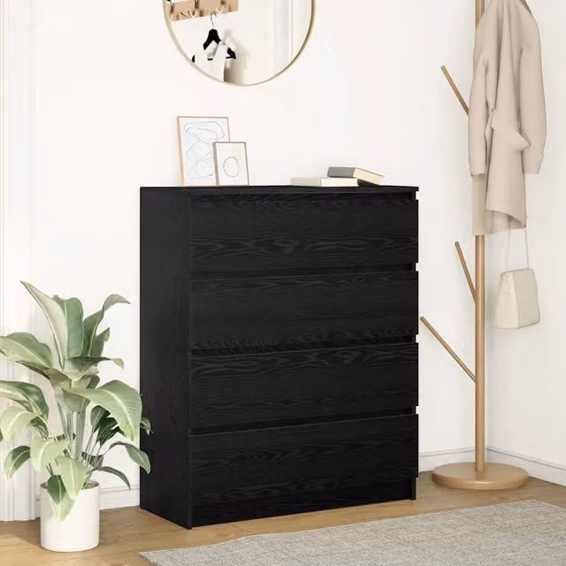 Credenza Rovere Nero 80x35x99 cm in Legno Multistrato 3328481