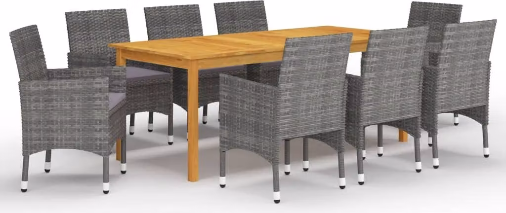 Maison Exclusive - Set da pranzo da giardino da 9 pezzi, grigio