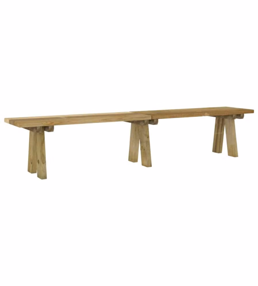 vidaXL Panchina da Giardino in Legno di Pino Impregnato Marrone 220 cm – 2