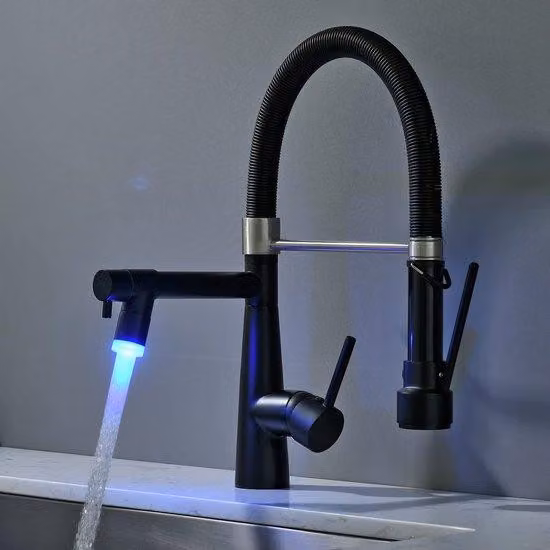 Rubinetto da cucina a LED, rubinetto con selettore per doccetta, estraibile - Rotazione a 360° - Doccetta estraibile - Alta pressione
