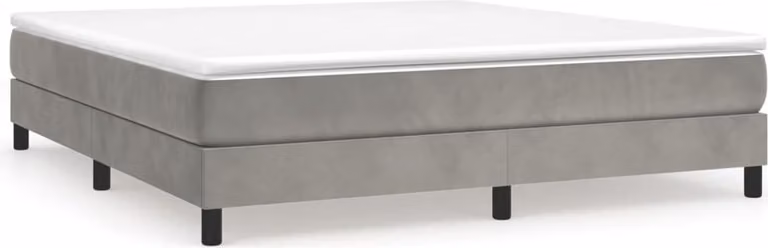 Giroletto a Molle con Materasso Grigio Chiaro 160x200cm Velluto