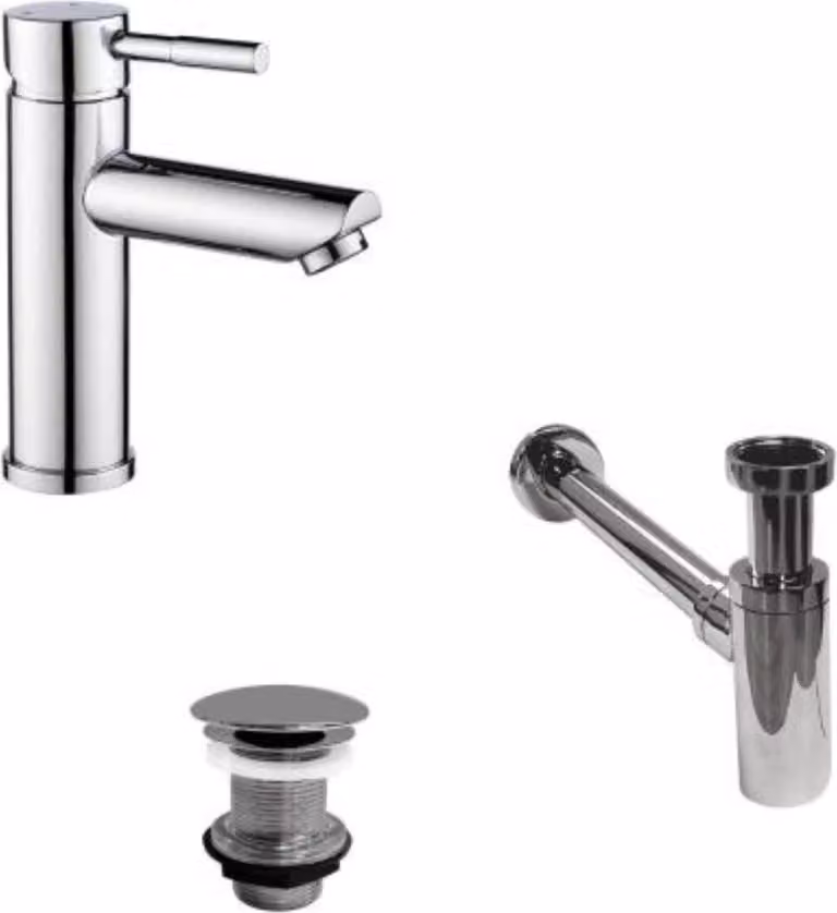 Rubinetto TAP a bocca bassa + piletta LIV + sifone SIMON