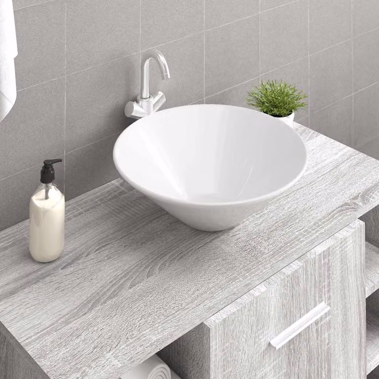 Set di 2 lavandini quadrati da appoggio vidaXL in ceramica bianca L/P/H: 42 x 42 x 14 cm