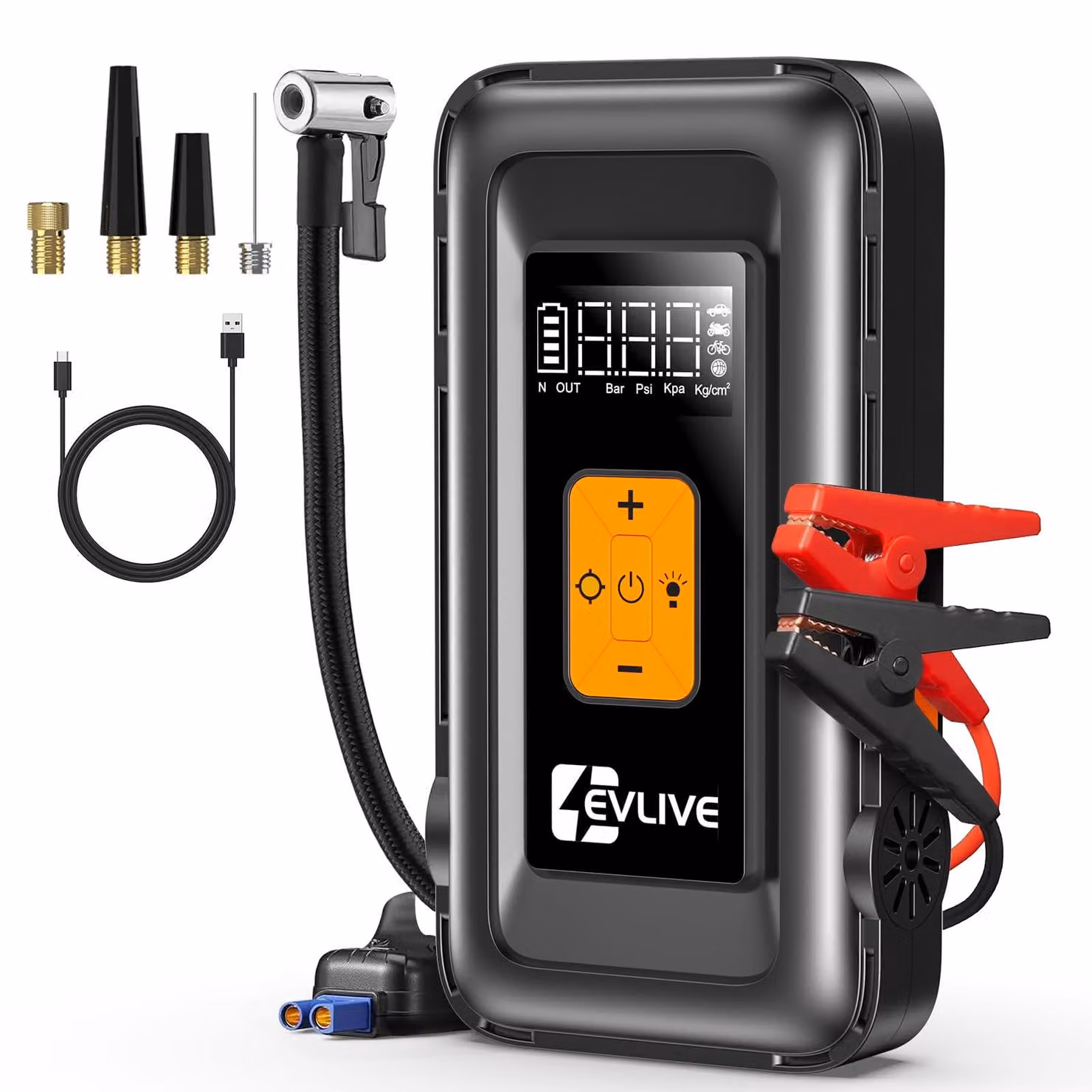 Avviatore di emergenza portatile - 8000A di corrente di picco - Booster per batteria da 12V - Con compressore d'aria da 150 PSI