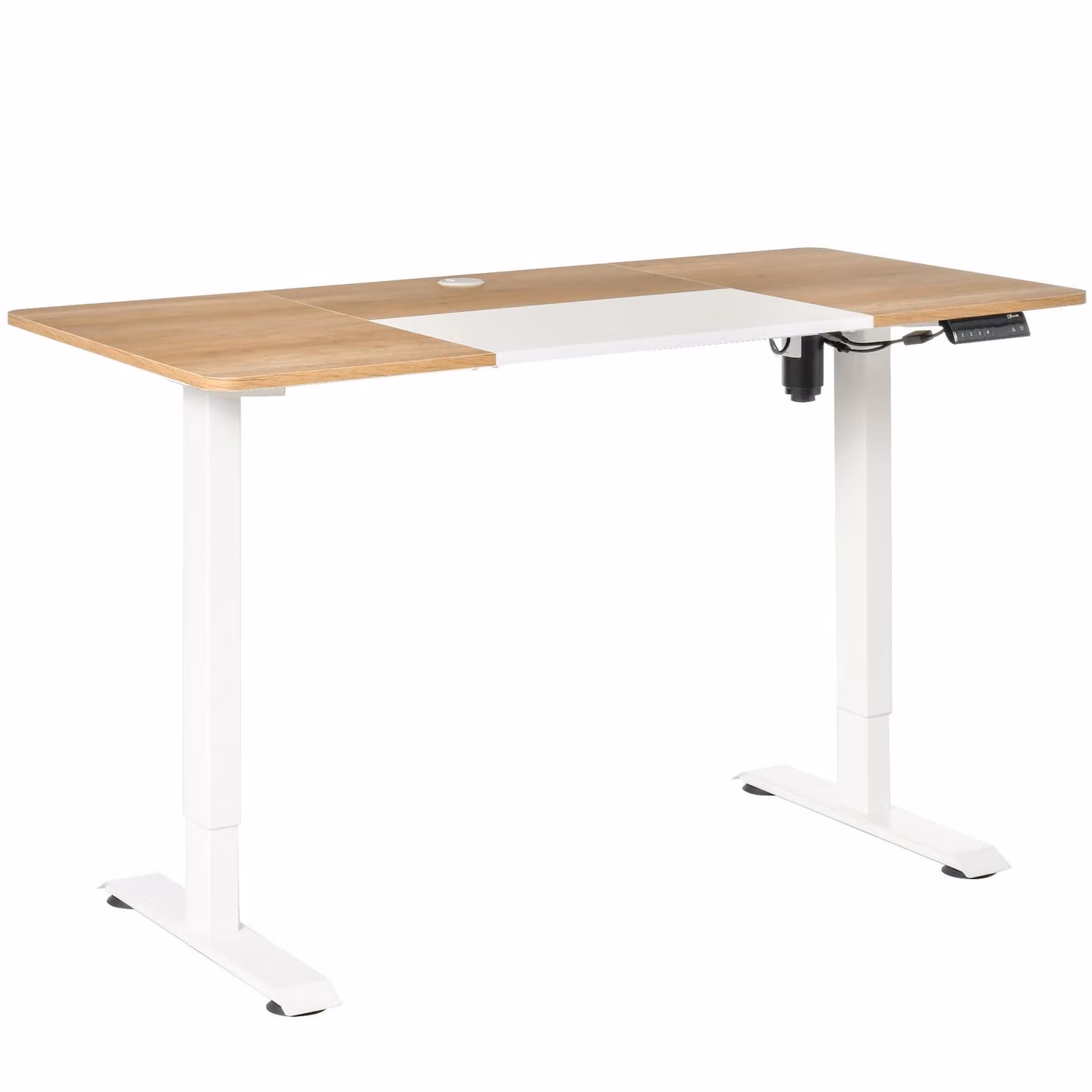 Scrivania regolabile in altezza Moonbite, elettrica, dimensioni 140 x 70 cm, scrivania per computer con regolazione in altezza da 72 a 116 cm, dotata di motore e sistema di protezione dagli ostacoli, colore: bianco