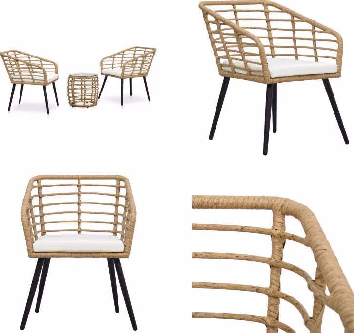 vidaXL Set bistrò 3 pezzi in polirattan rovere - Set bistrò - Set bistrò - Set mobili da giardino - Set mobili da giardino