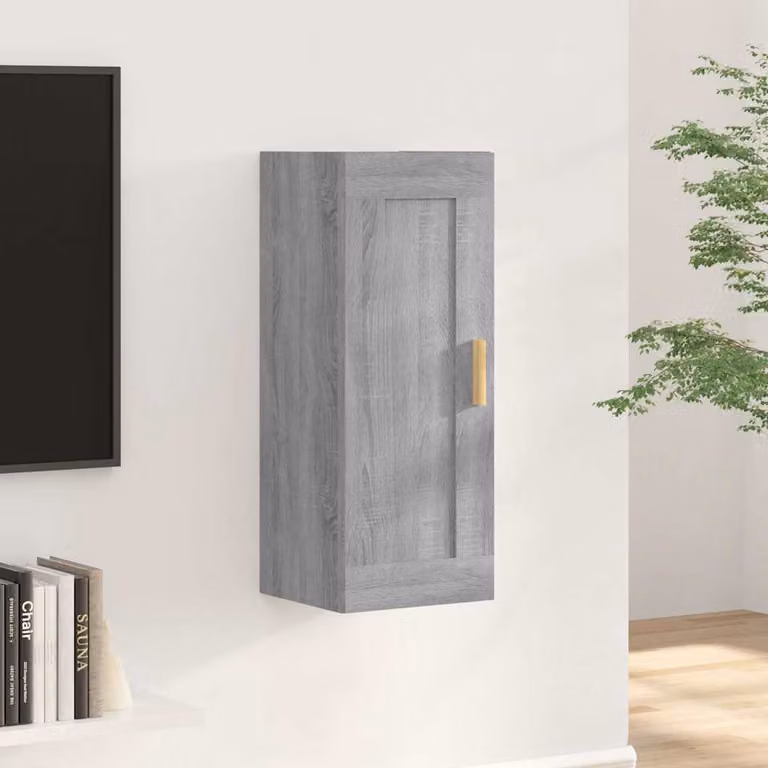 Armadietto a muro vidaXL in legno MDF Grigio Sonoma, L: 35 cm, P: 34 cm, H: 90 cm