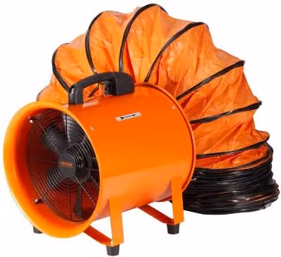 VEVOR Ventilatore di scarico motore industriale arancione, estrattore d'aria per condotto da 203 mm, potenza 145W, volume d'aria 1020 CFM
