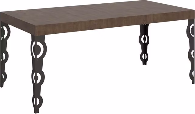 Tavolo da pranzo allungabile Karamay moderno in legno e metallo color noce, L: 180-284 cm, P: 90 cm, H: 77 cm