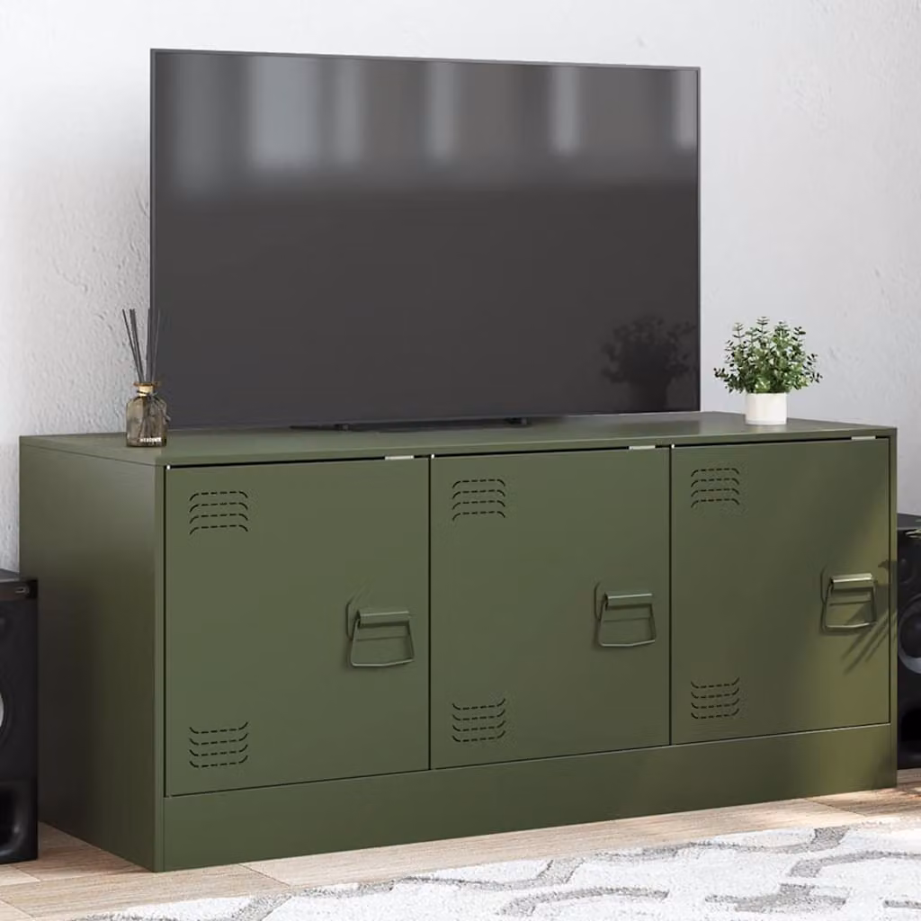 Mobile TV vidaXL in metallo verde oliva L/P/H: 99 x 39 x 44 cm