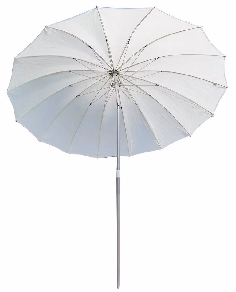 Ombrellone da spiaggia, diametro 180 cm, rotondo, portatile, con funzione di inclinazione, protezione UV 50+, colore bianco