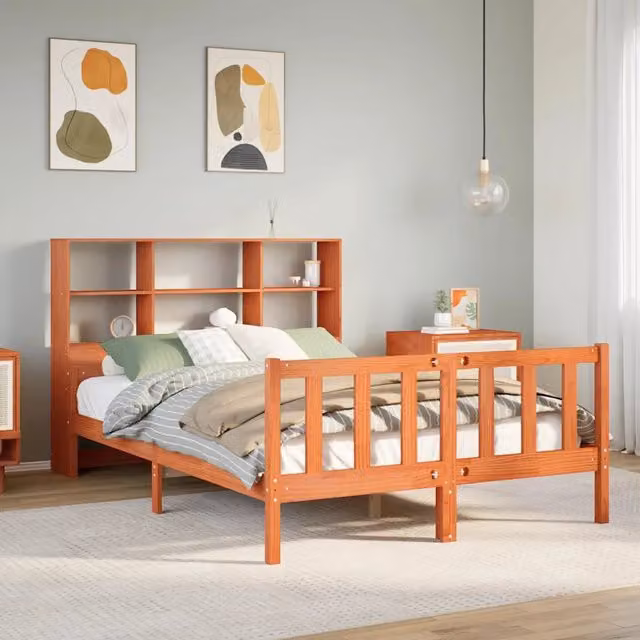Letto Libreria senza Materasso Marrone Cera 150x200 cm Legno 3322152