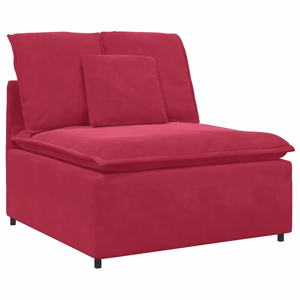 Modulo Centrale di Divano Modulare vidaXL con Cuscini Rosso, L: 100 cm, P: 64 cm, H: 100 cm – 2