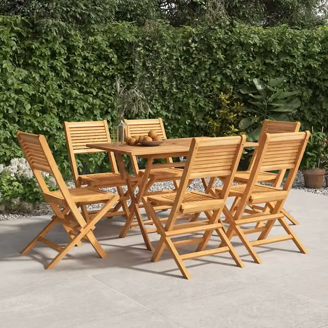 Set di 6 sedie pieghevoli da giardino vidaXL in legno massello di teak marrone, L/P/H: 47 x 47 x 90 cm