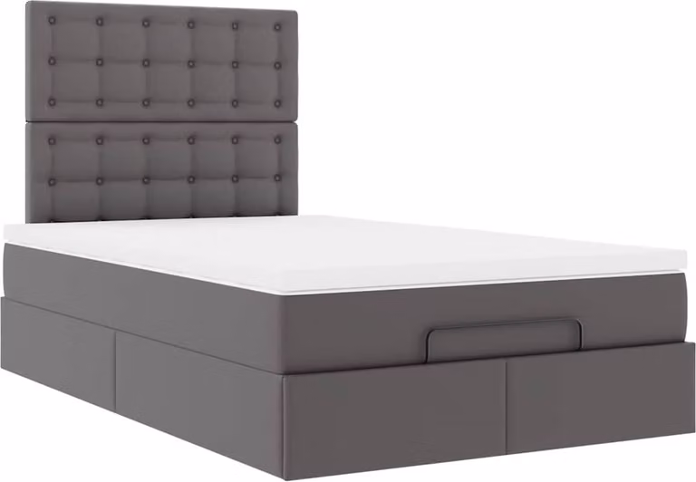 Struttura Letto Pouf con Materasso Grigio 120x190 cm Pelle finta