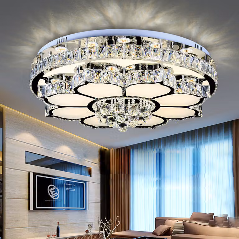 Plafoniera LED crystal 3018-78 cm 140W telecomando colori luce bianco caldo, bianco neutro, bianco freddo controllabile plafoniera a dimmerabile