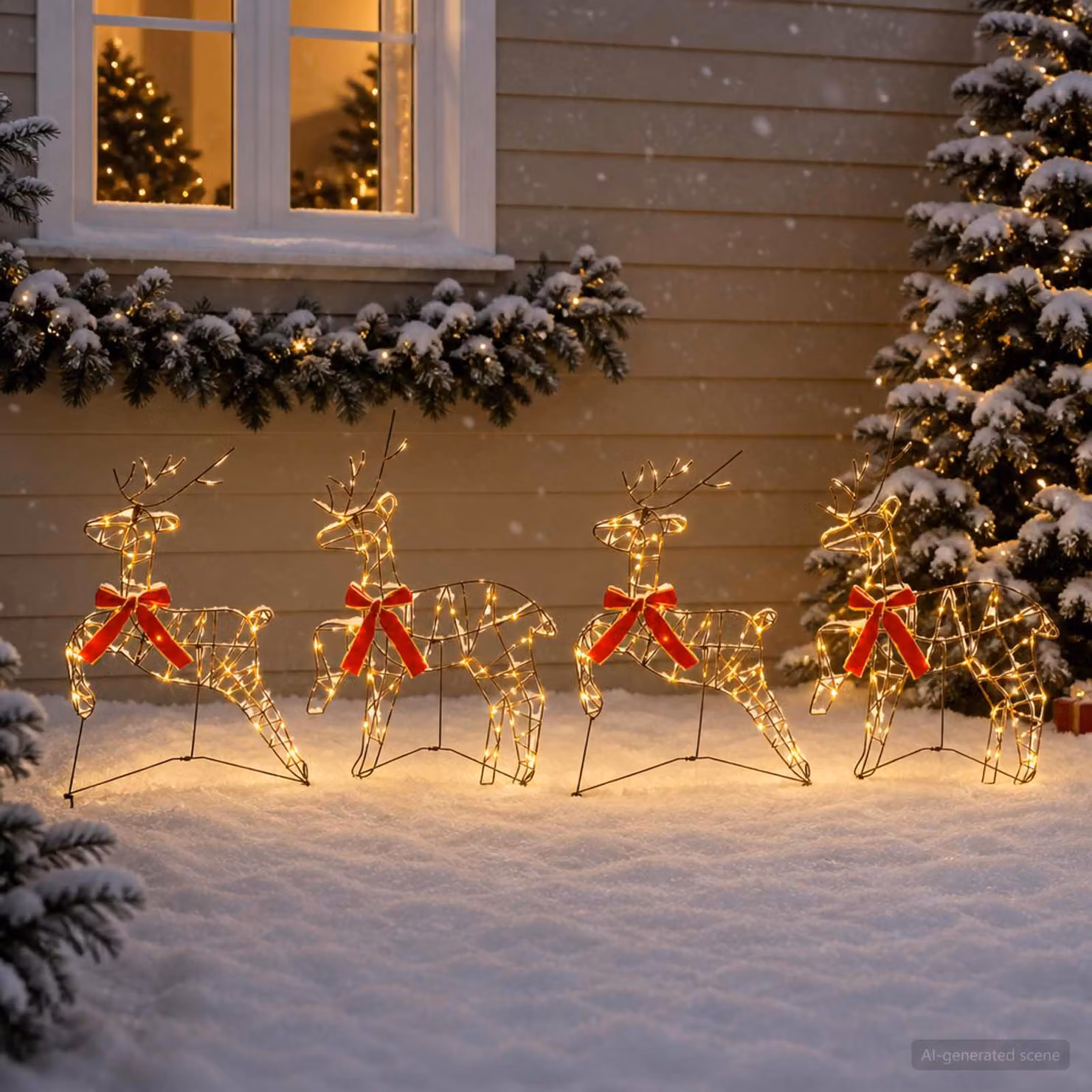 vidaXL Renna di Natale 4 pz 180 LED Bianco caldo 43 x 19 x 65 cm
