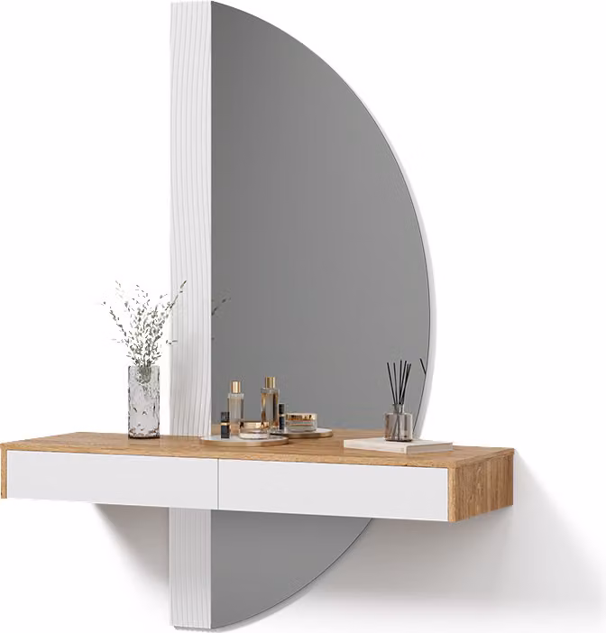 Tavolo da toeletta Livinity Ascona Bianco 120 cm con specchio a LED, Model 52408
