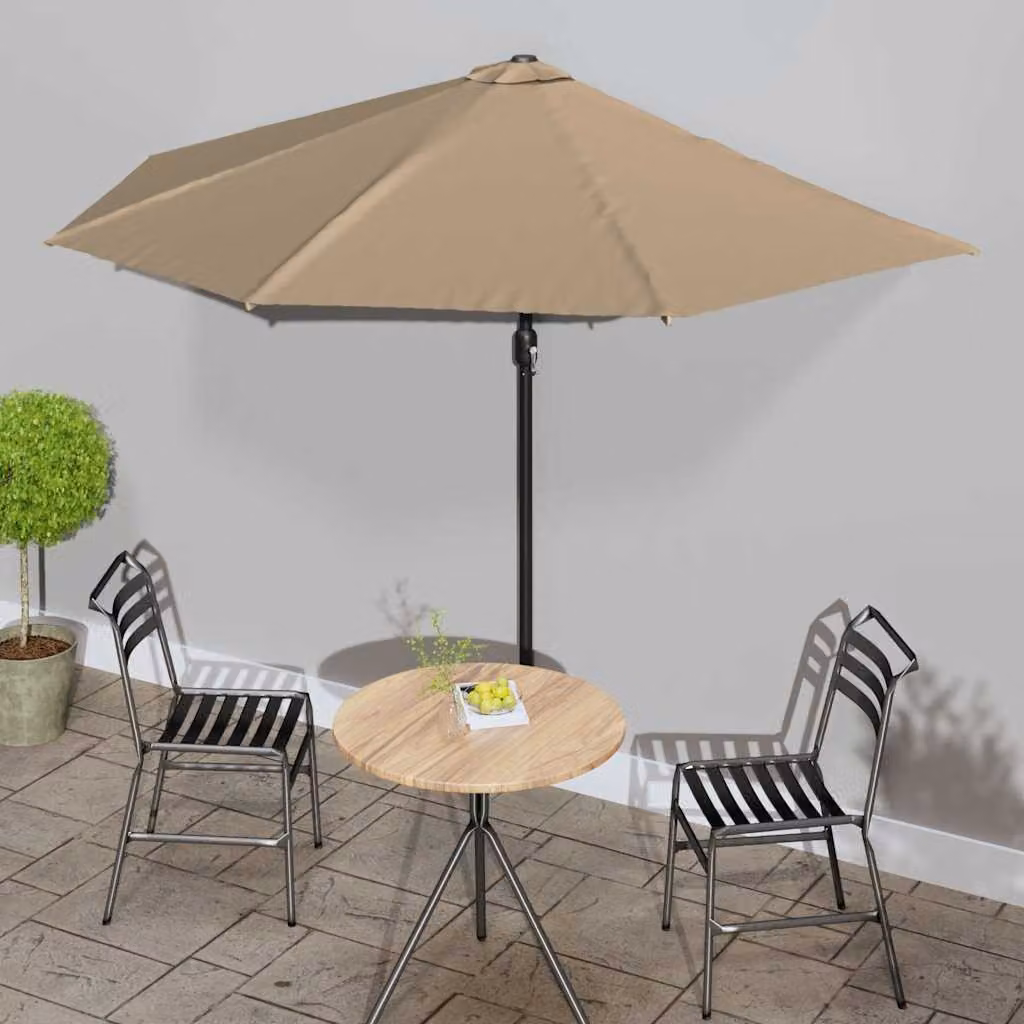 Ombrellone da Balcone vidaXL con Palo in Alluminio e Copertura in Poliestere, Colore Talpa, L: 300 cm, P: 155 cm