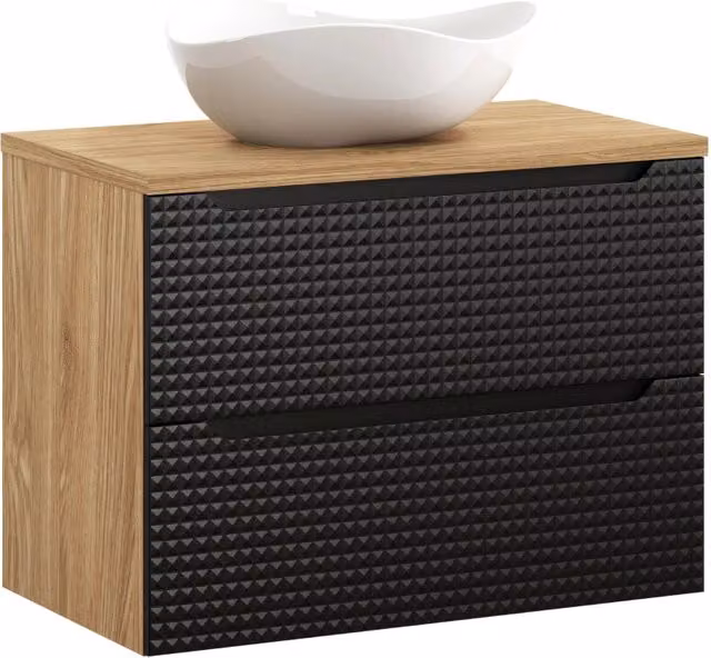 Set mobili bagno moderno Luxor Living Cloud Black con piano e lavabo da appoggio L: 80 cm, P: 46 cm