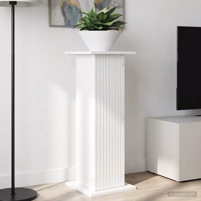 Set di 2 supporti per piante vidaXL in MDF bianco lucido L 30,5 cm x P 30,0 cm x H 80,5 cm