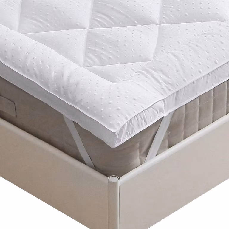 Topper per materasso, 135x190 cm, imbottitura morbida, lavabile in lavatrice, microfibra, ipoallergenico, colore bianco