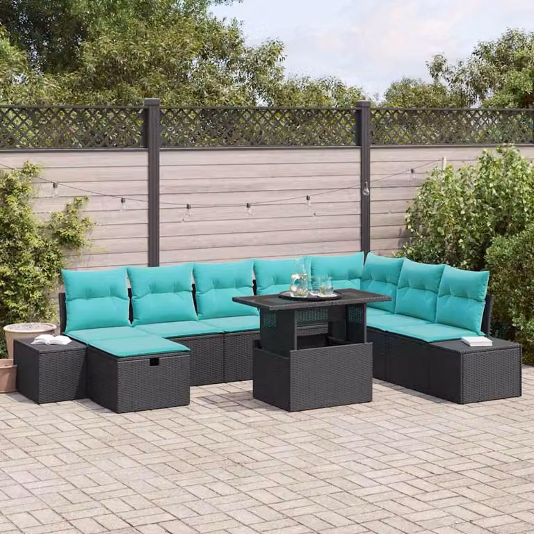Maison Exclusive - Set da giardino composto da 9 pezzi, divano in rattan sintetico
