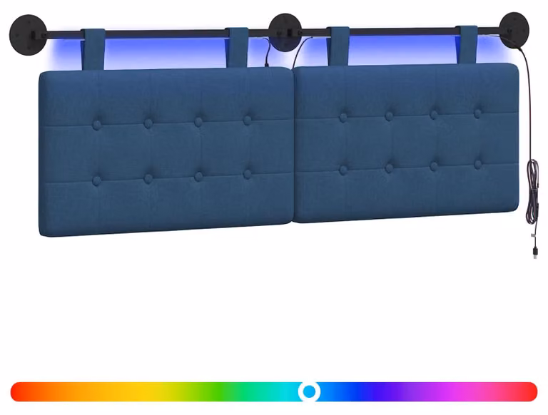 Testiera sospesa Con luce LED Blu Tessuto