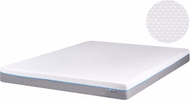 Materasso in memory foam BELIANI bianco con tessuto grigio, media rigidità, L: 180 cm, P: 200 cm, H: 20 cm