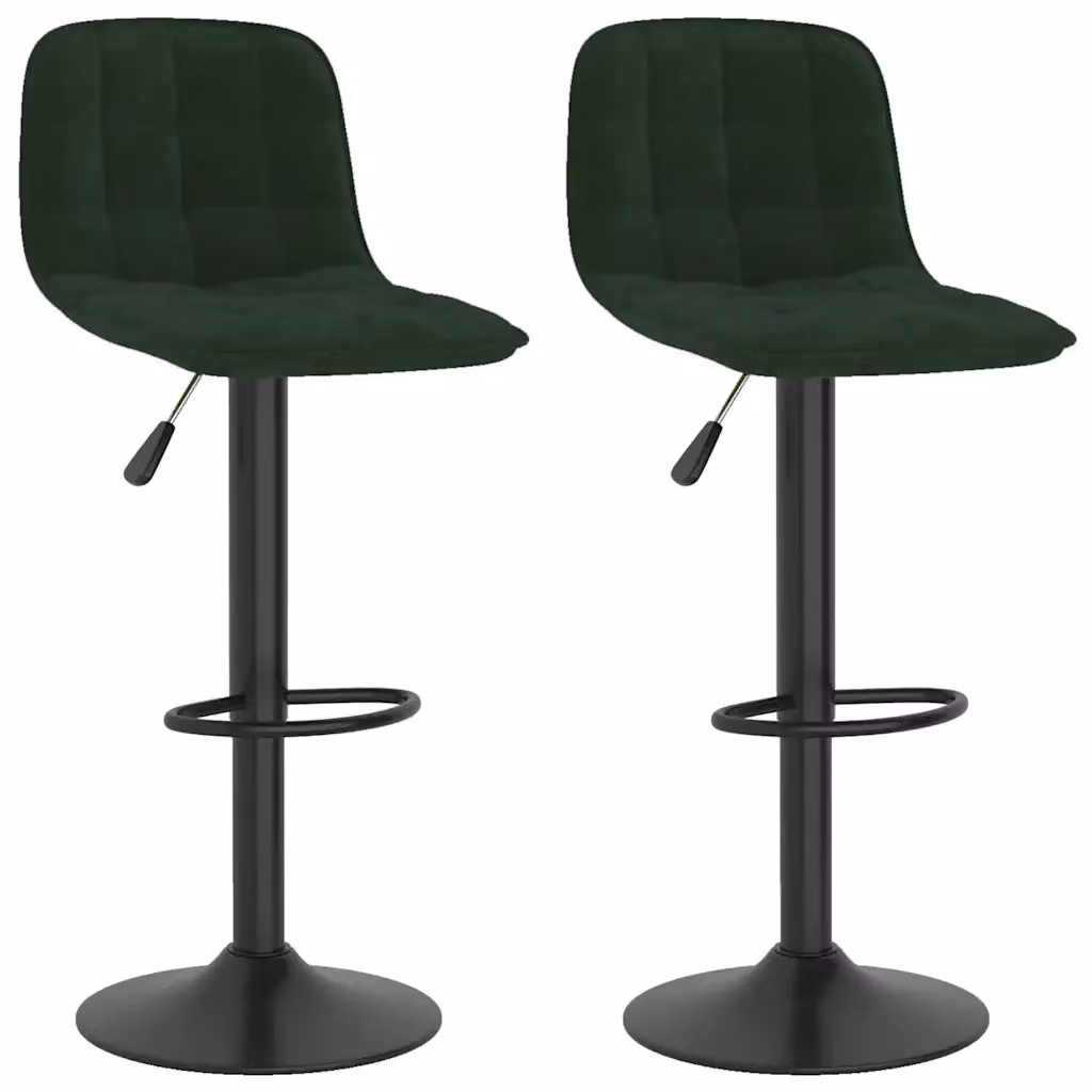 Set di 2 sgabelli da bar vidaXL in velluto verde con base girevole a 360 gradi – 2