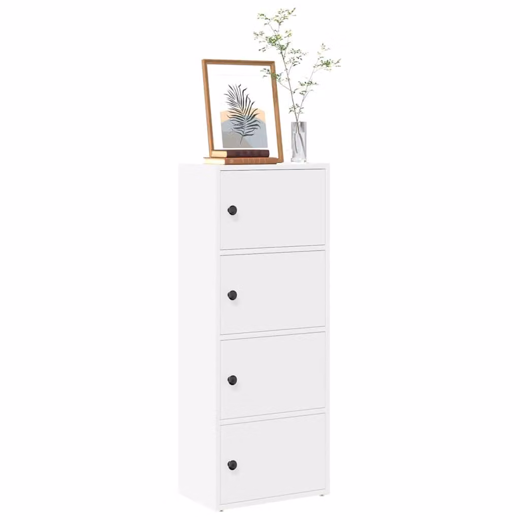 Libreria bianca vidaXL in legno con ante a battente e ripiani interni, L 40 cm, P 24 cm, H 102 cm