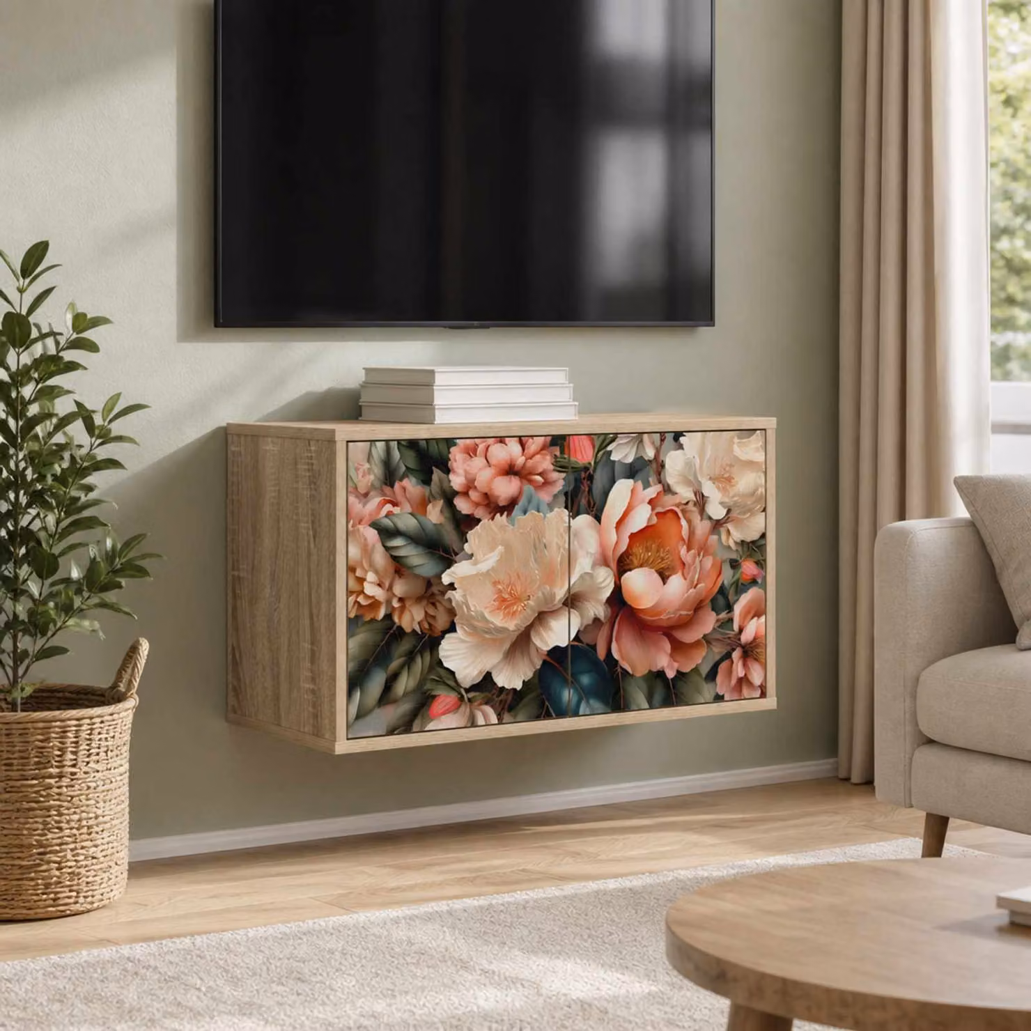 Mobile TV da parete vidaXL BORNE in MDF Rovere Sonoma, L 69 cm x P 33 cm x H 40 cm